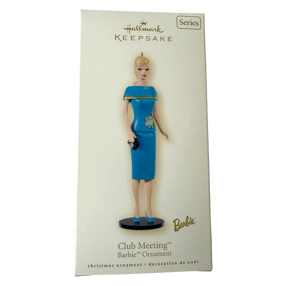 Vintage Hallmark Barbie Ornament 2008 Club Meeting QX2861 in Box Keepsake Blue
